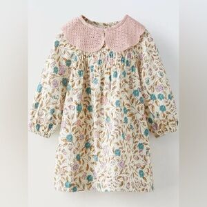 ZARA KIDS 12-18 month flower dress with knit bib collar